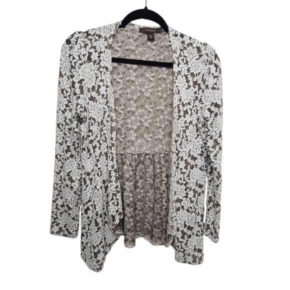 Fever White Lace Boho Open Cardigan Sweater Grandmacore Fairycore SZ Medium - Picture 1 of 10